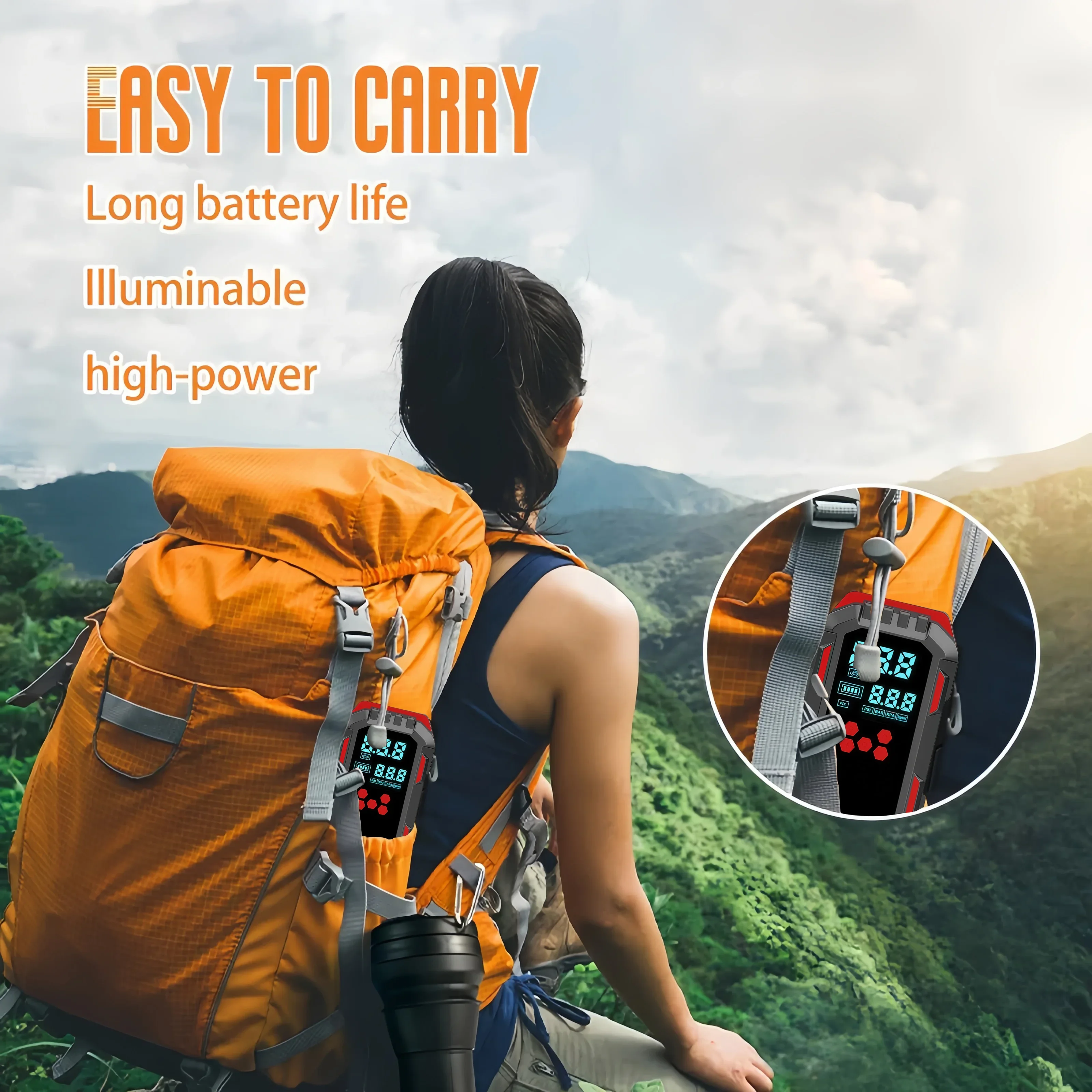 ضاغط هواء متين 2 في 1 للسيارة والإطارات 12 فولت - 150 رطل لكل بوصة مربعة، -40 ° ج-80 ° تشغيل C منخفض الحرارة، منفذ USB للهواتف #4