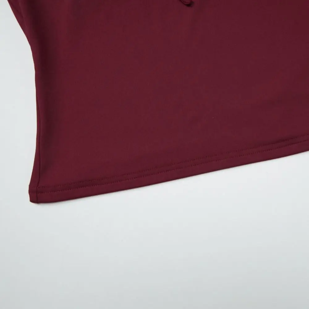 Top corto slim con scollo a V chic T-shirt con fondo all'americana con fiocco in pizzo Dolce canotta elastica con lacci Ragazza piccante