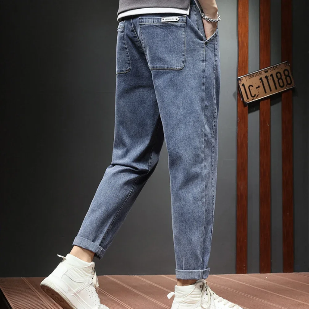 Herfst Winter heren Jeans Harem Denim Hoge Kwaliteit Cargo Broek Jogger Goth Hip Hop Broek Mannelijke Grijs 4XL ropa hombre