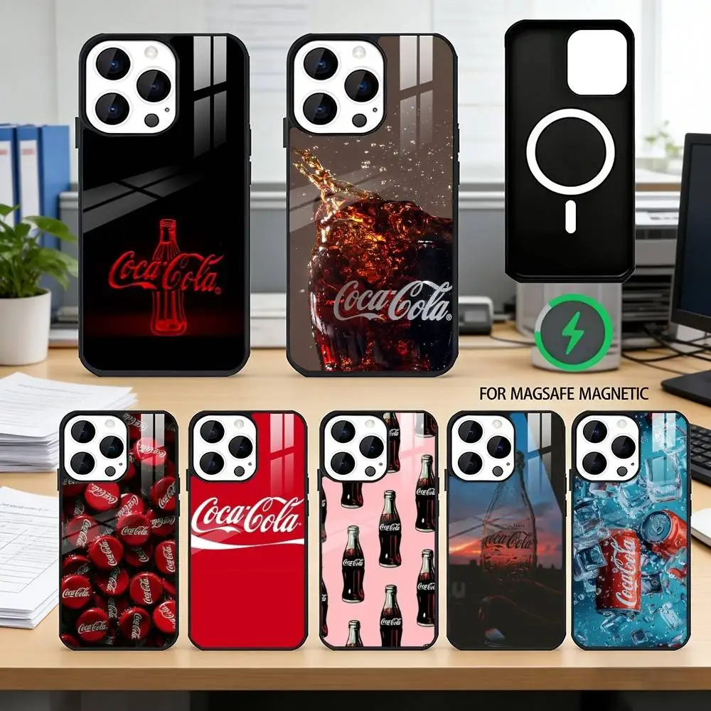 

CocaS-S Fashion C-Cola Phone Case For iPhone17,16,15,14,13,12,11 Plus,Pro Magnetic For Magsafe Wireless Charging