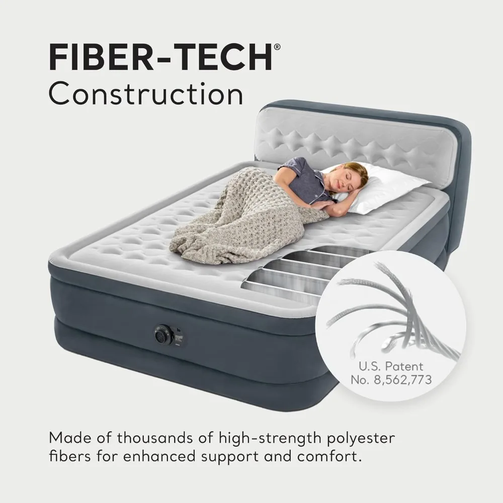Deluxe 18 Inch Queen Sized Air Mattress Comforting Bed with Built in Electric Pump and Ultra Plush Supportive image 4