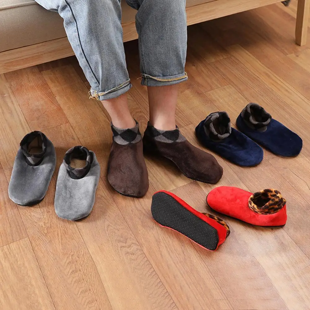 

1pair Men Women Soft Fleece Socks Thicken Winter Warm Boot Socks 4 Colors Unisex Elastic Non Slip Indoor Floor Socks Slipper