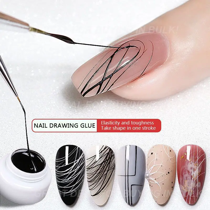 Colori 20g Nail Art Stretch dipinto colla spazzolata colla ragno forniture per Nail Art bianco nero oro TSLM1