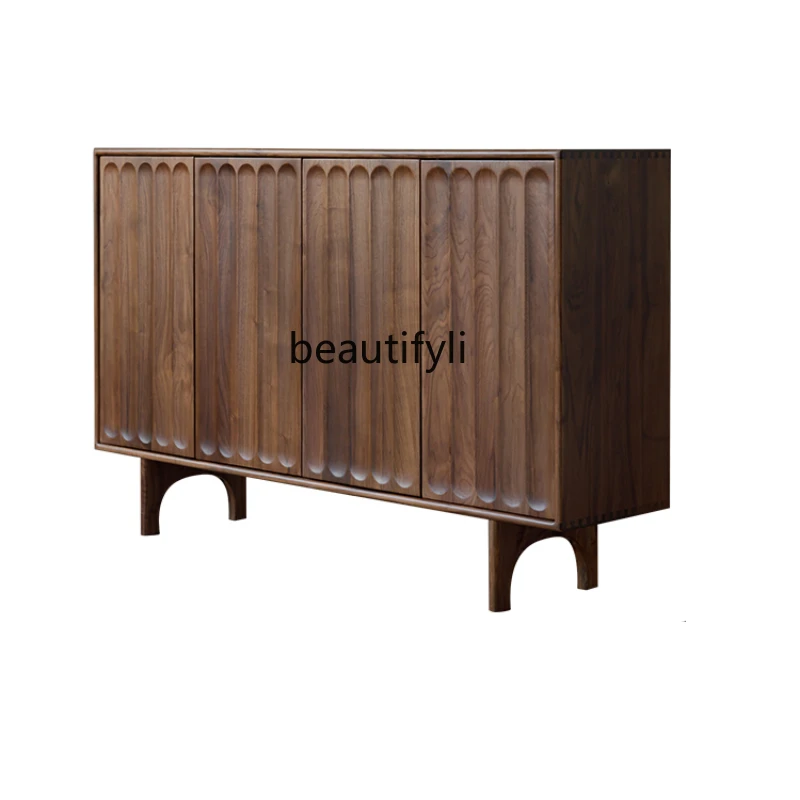 

All Solid Wood Shoe Cabinet North America Black Walnut Simple Sideboard Cabinet Home Doorway Hallway Storage Cabinet