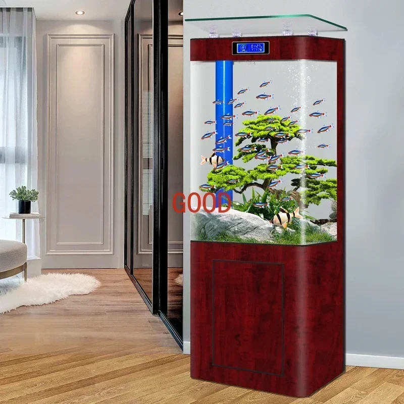 

Integrated Straight Curved One-Piece Bottom Filter Fish Tank Living Room Home Small Vertical Glass