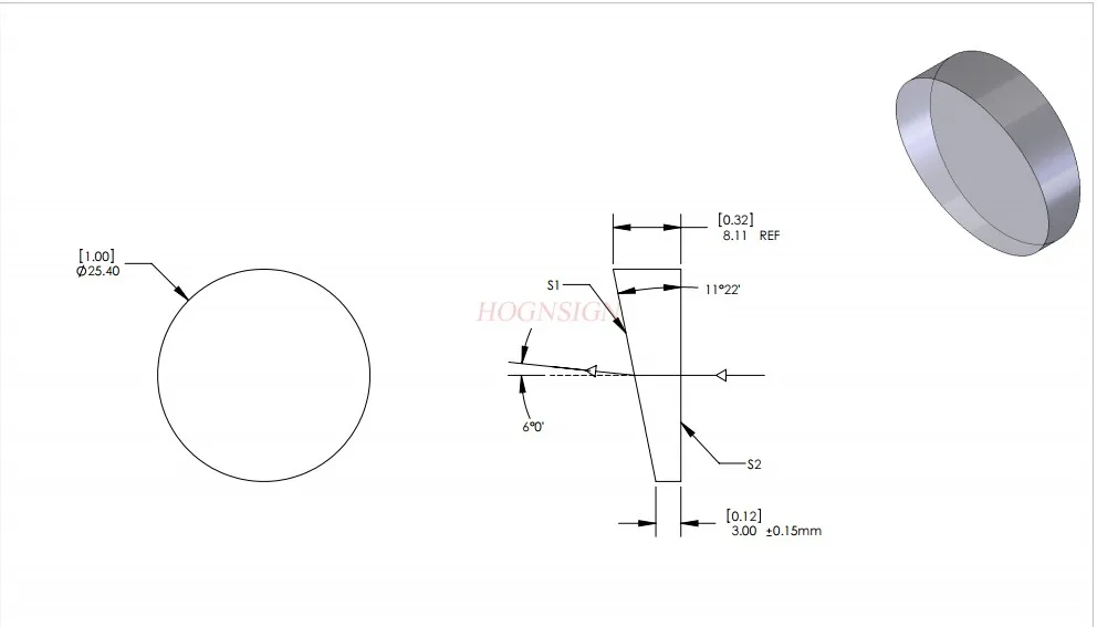 Physics teaching instrument Wedge prism Optical experimental equipment Round wedge prism Processing optical glass lens