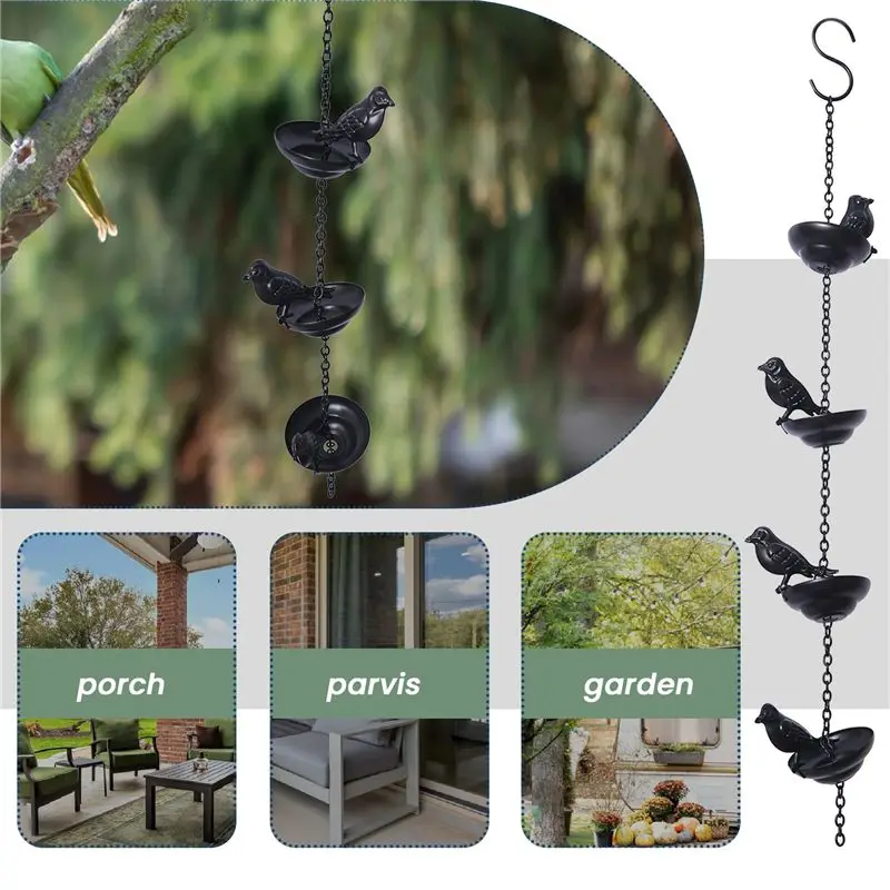 VOFUN-Mobile Birds On Cups Rain Chain For Outside, Rain Chains For Gutters Downspouts Rain Chain For Home