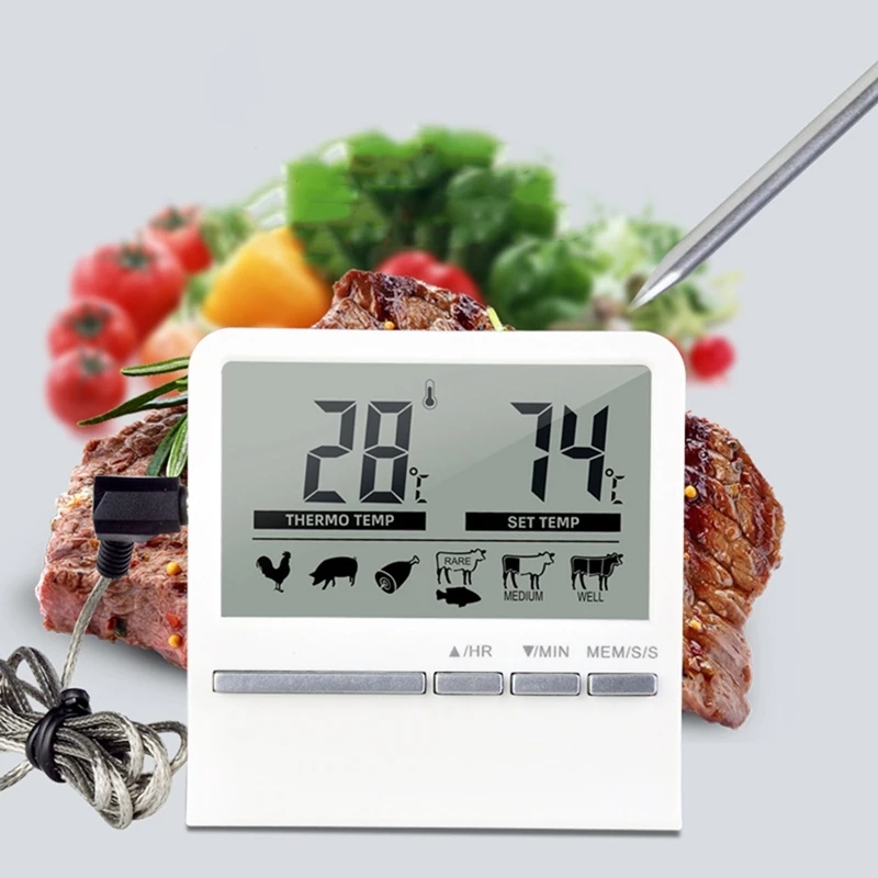 1 Meat Probes Kitchen Oven Meat Thermometer Backlight Digital Barbecue Thermometer For Meat Grilling And Smoking