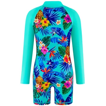 Girls' Long-Sleeve One-Piece Swimsuit | Front Zipper Swimwear Ages 4-12 4 Girls' swimsuit Little Girl Long Sleeve Front Zipper Swimwear Kids Single suits and cut 4-12 Years Children One Piece Swim suits 4
