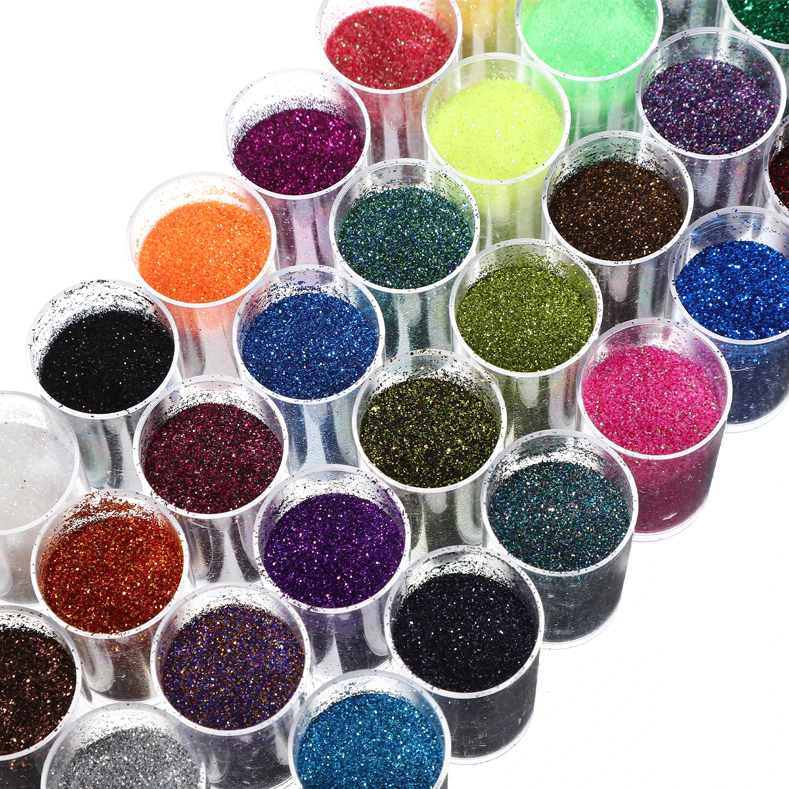 32個のグリッターパウダーボトル ファイングリッターセット 工芸用 複数の色 DIYプロジェクトに使いやすい クラフトデコレーション