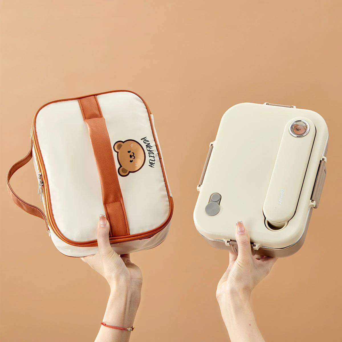 

4/5 Grids Portable Bento Box With Bowl & Cutlery 304 Stainless Steel Divided Lunch Box Microwave Heatable Lunch Container Set