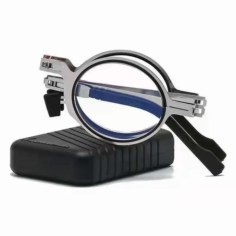 Metal Folding Reading Glasses Portable Ultra Light Anti Blue Light Lens Presbyopia Glasses Men's Rectangular Eyeglasses Eyewears