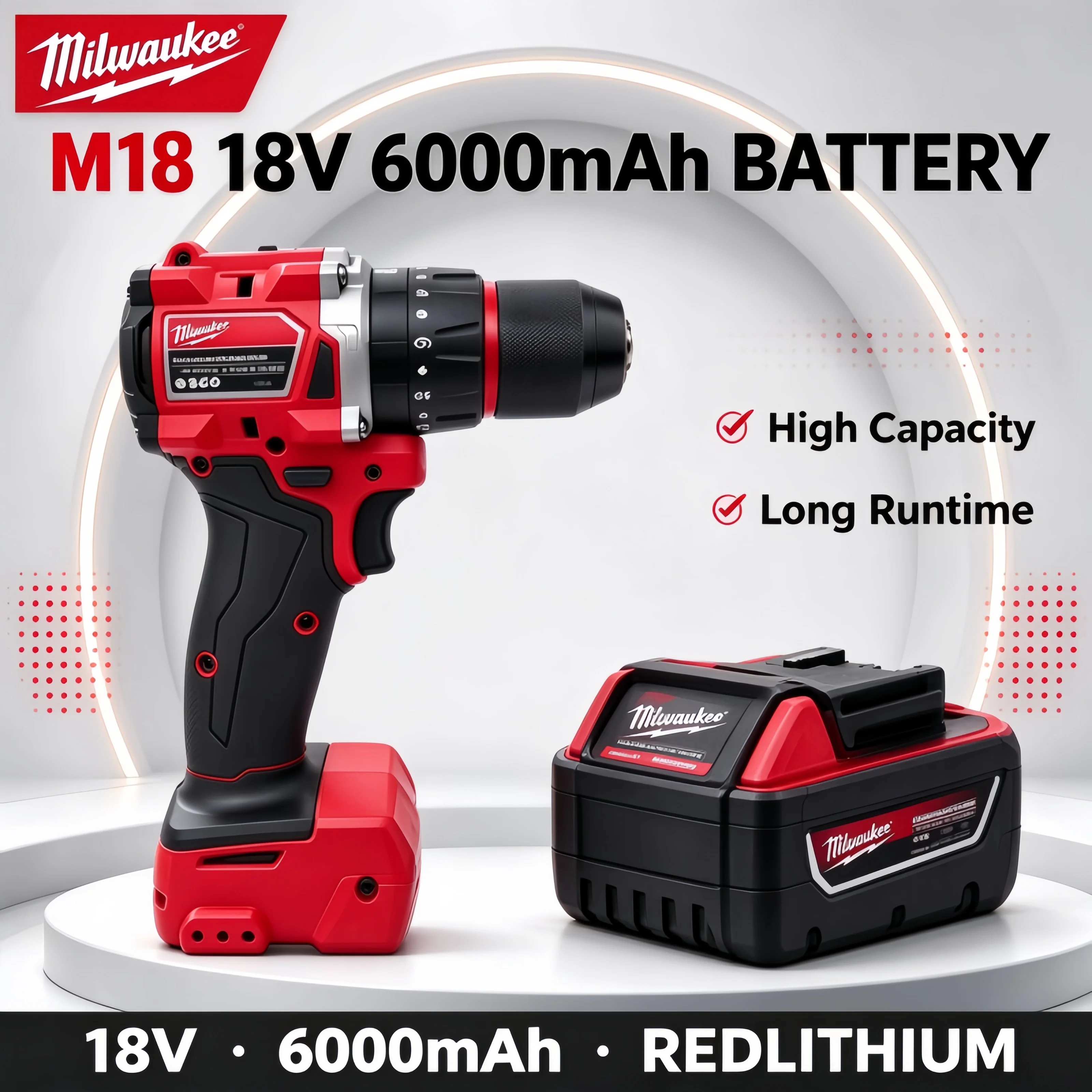 M18 Milwaukee Original 150N Brushless Compact Electric Impact Drill, Cordless DIY Household Screwdriver Power Tools.