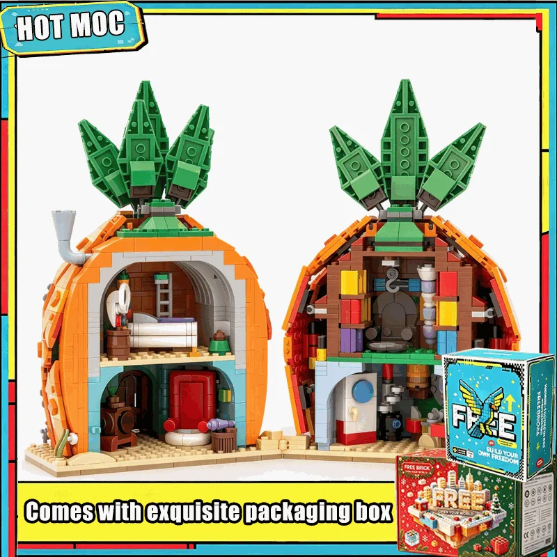 976PCS Cartoon Pineapple Shaped House Underwater Villa Building Blocks Model Custom MOC Puzzle Ocean DIY Creative Display Gift