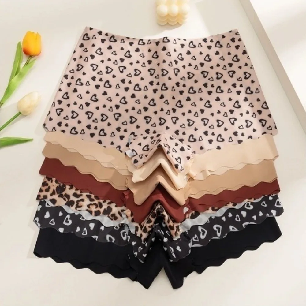 Fashion Mid Waist Leopard Print Panties Heart Underwear Seamless Briefs Lingerie Sports Casual Panty Daily