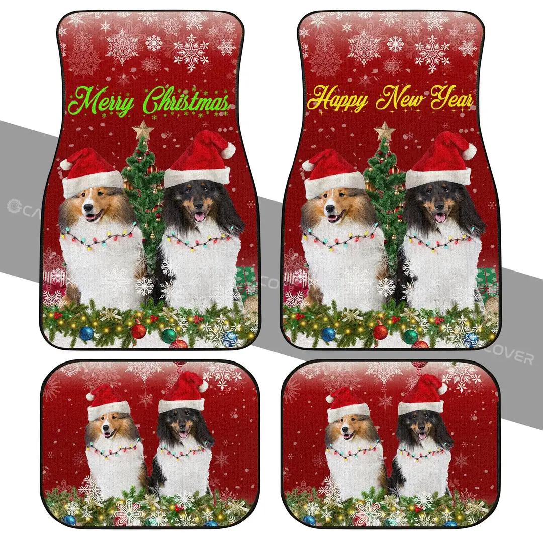 Shetland Sheepdogs Car Floor Mats Custom Animal Car Accessories Christmas Decorations Universal Fit Auto Floor Mat Set of 4