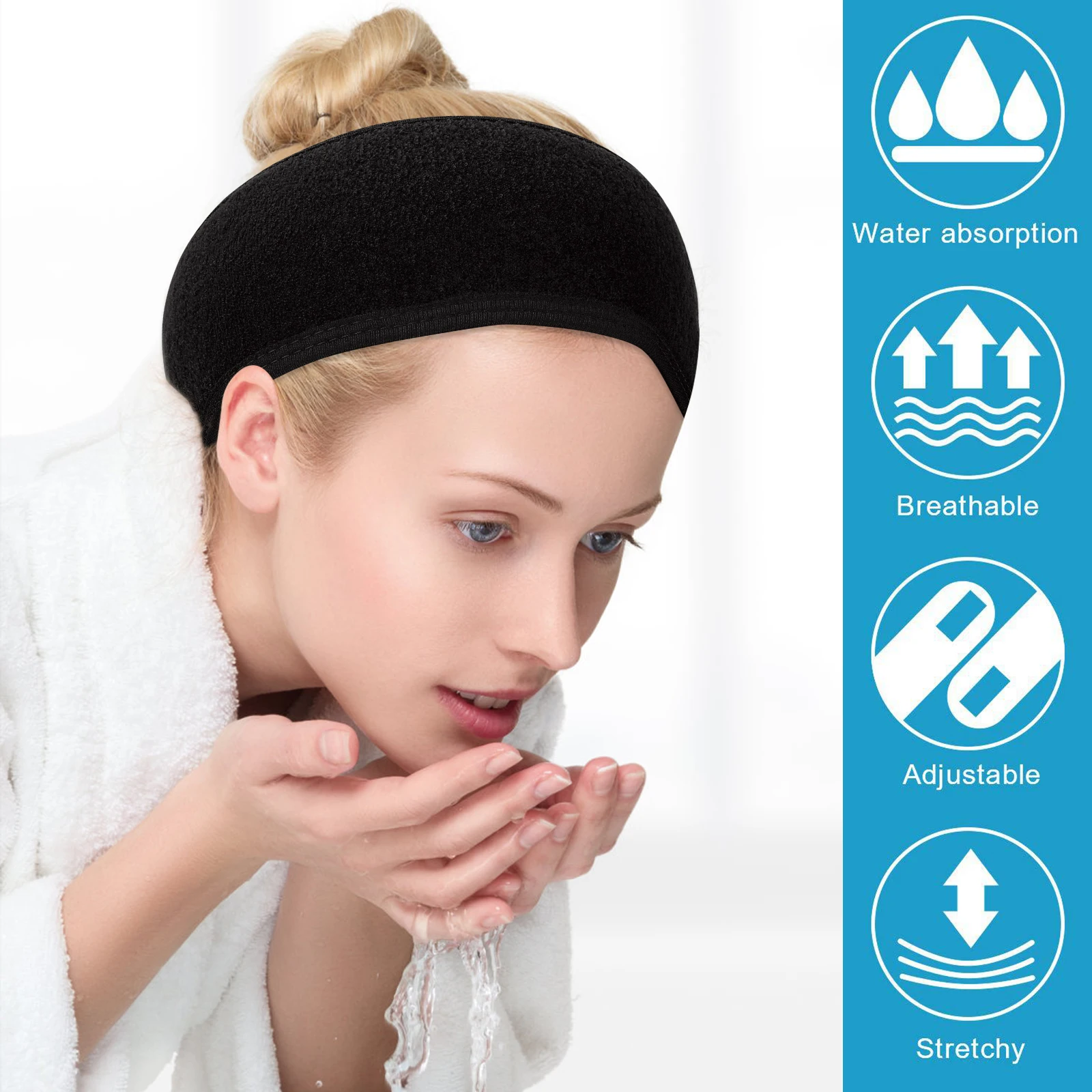 

3 Pcs Headband Women Elastic Practice Spa Headbands Black Yoga Workout for Running Soft Washing Face Skincare