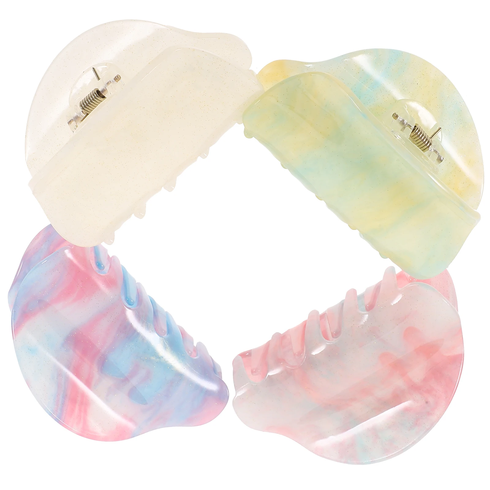 

4 pcs C y Color Acrylic Claw Clips Medium Size Half Circle Shark Hair Grab Comfortable Durable For Thin Thick Hair Birthday