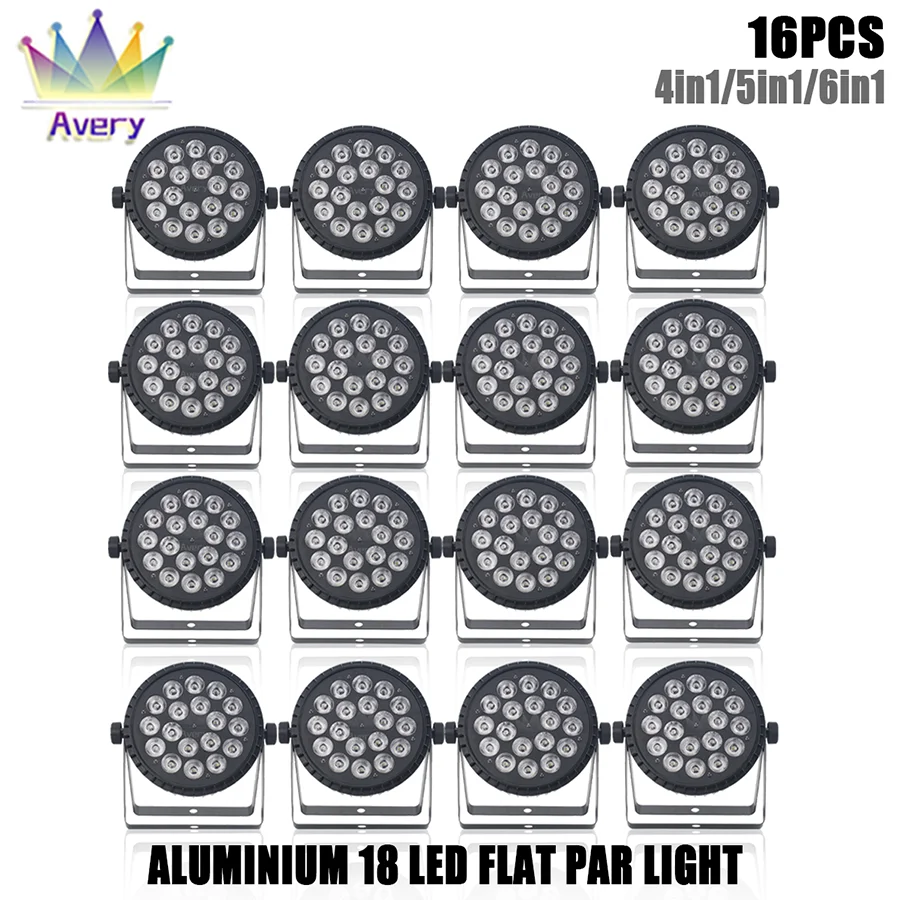 

No Tax 16Pcs Aluminum 18x12W RGBW/18x18W RGBWA 4in1/6in1 LED Flat Par Light DMX Professional DJ Disco Lighting Equipment