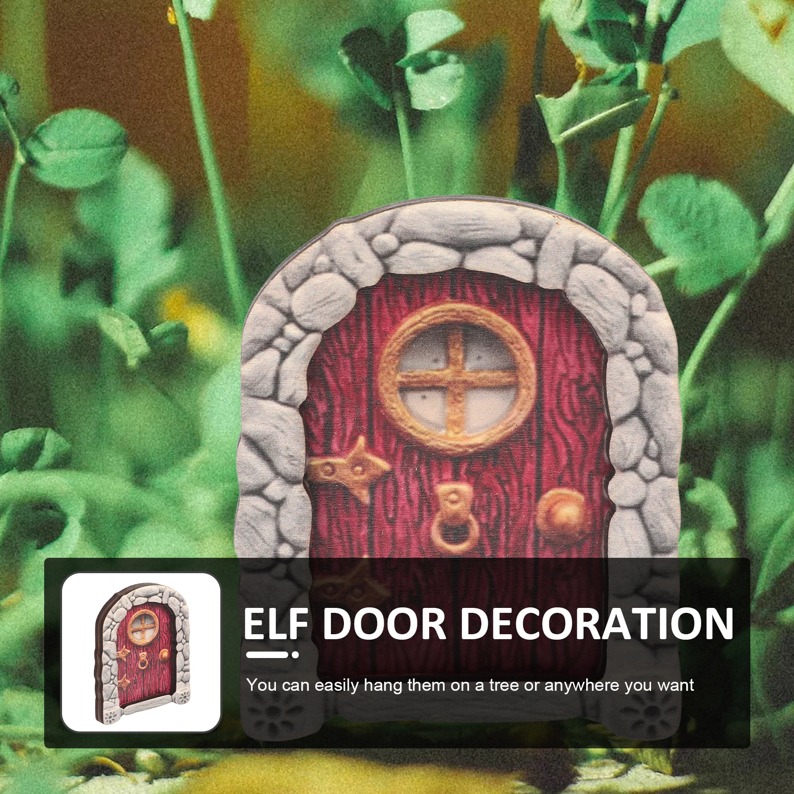 

Courtyard Door Decoration Natural Wood Fairy House for Tree Garden Miniature Elf Door Ornament Statue Sculpture Garden Decor