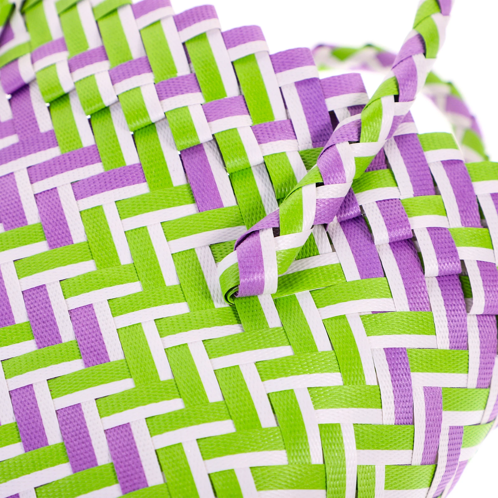 

Handheld Storage Basket Fine Workmanship Grocery Gathering Woven Beach Bag Pvc Tote Baskets Sundries Container Vintage