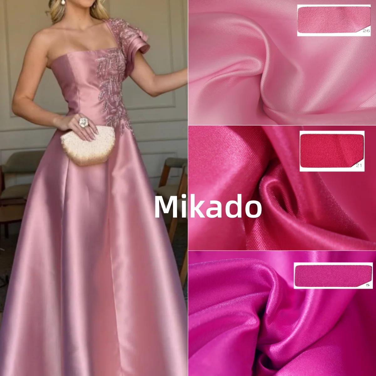 

Mikado twill satin sewn wedding dress high-end custom fabric fluffy dress stiff and wide diy fabric