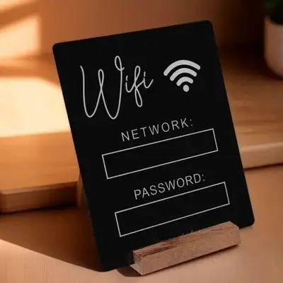 

Wifi Password Sign Plaque Signs Acrylic for Office Board Reminder Home with Base