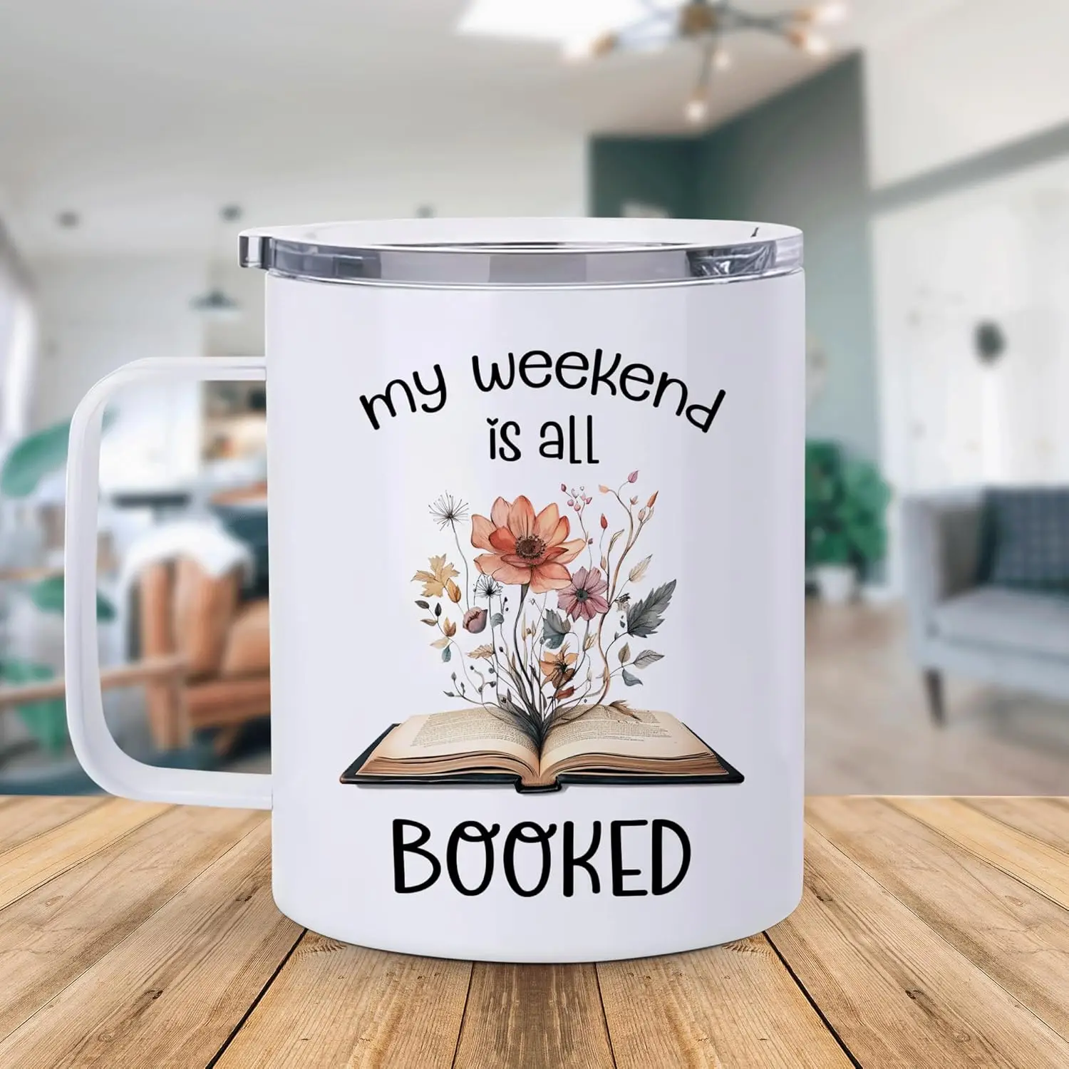 Funny Book Lovers Mug Gift for Bookworms Librarian My Weekend is All Booked Women Birthday Present Insulated Stainless Steel Cup