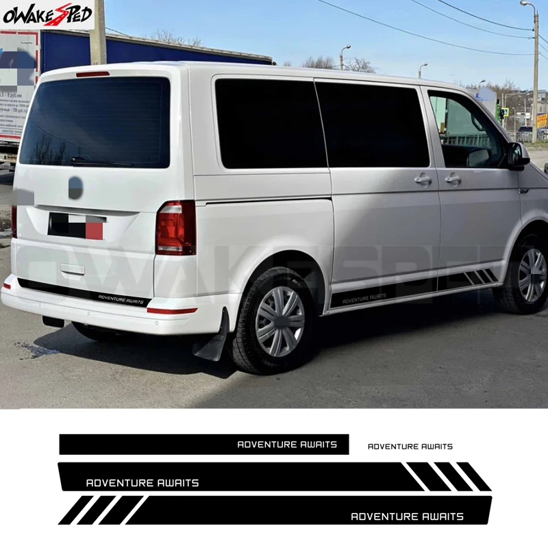 4 pegatinas laterales deportivas para puerta de coche, franjas para Volkswagen Caravelle T4 T5 T6 Van Camper California, accesorios de decoración para carrocería de automóvil