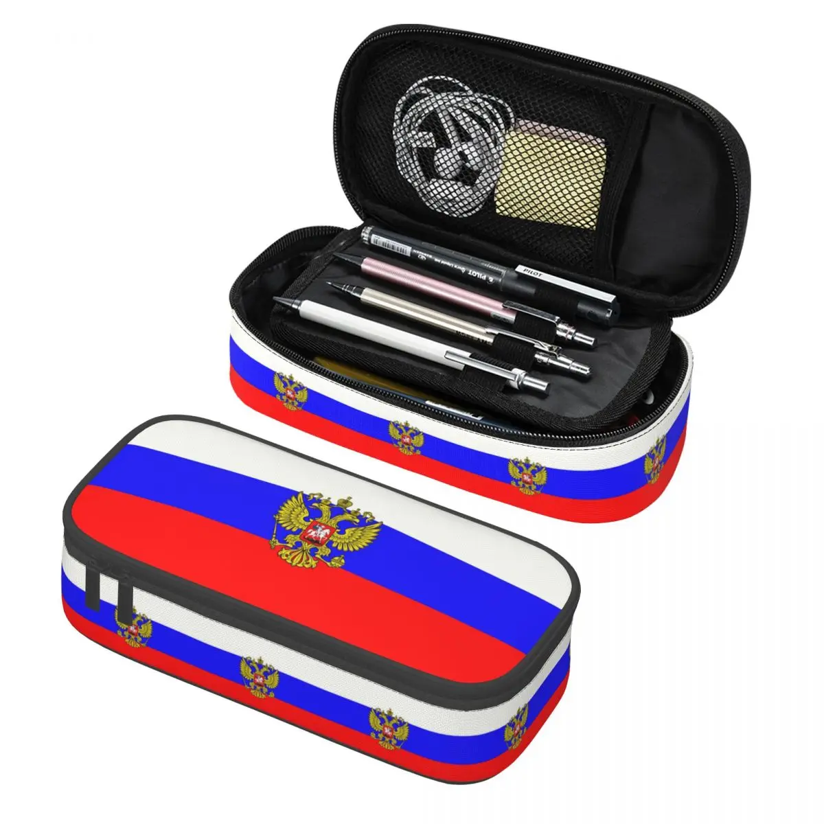 Custom Kawaii Russian Flag Pencil Case for Boys Gilrs Large Storage Pen Bag Box School Supplies