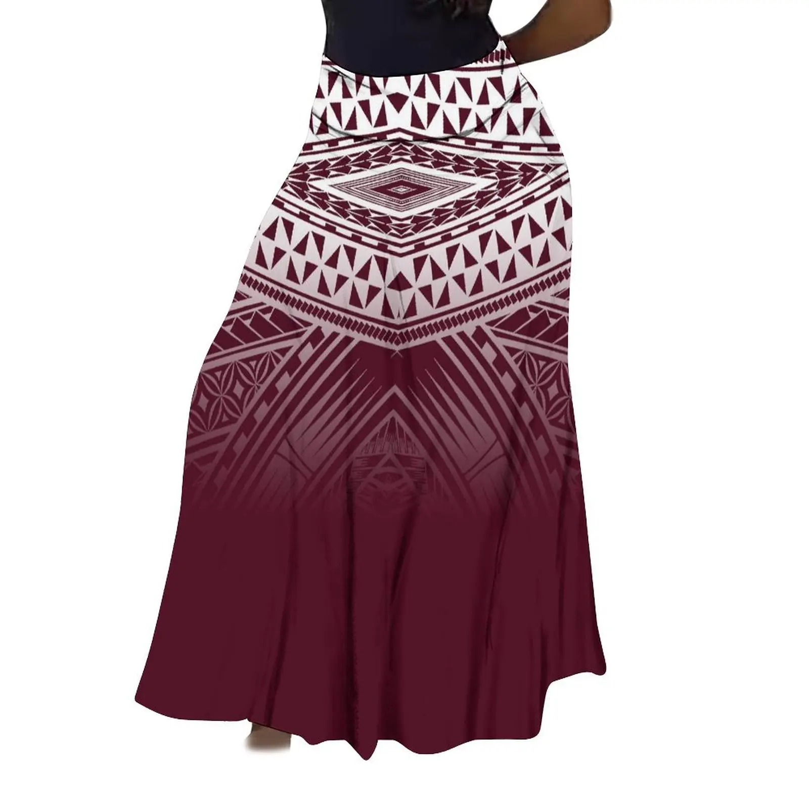 Stylish High Quality Polynesian Island Design Print Ladies Temperament High Waisted Skirt Samoan National Ball With Long Skirt