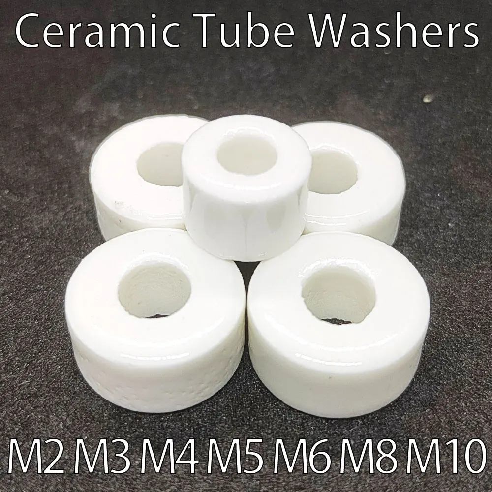 M2 M3 M4 M5 M6 M8 Alumina Spacer Washer Ceramic Tube Gasket Porcelain Corundum Insulating Bushing Thermocouple Protection Tube