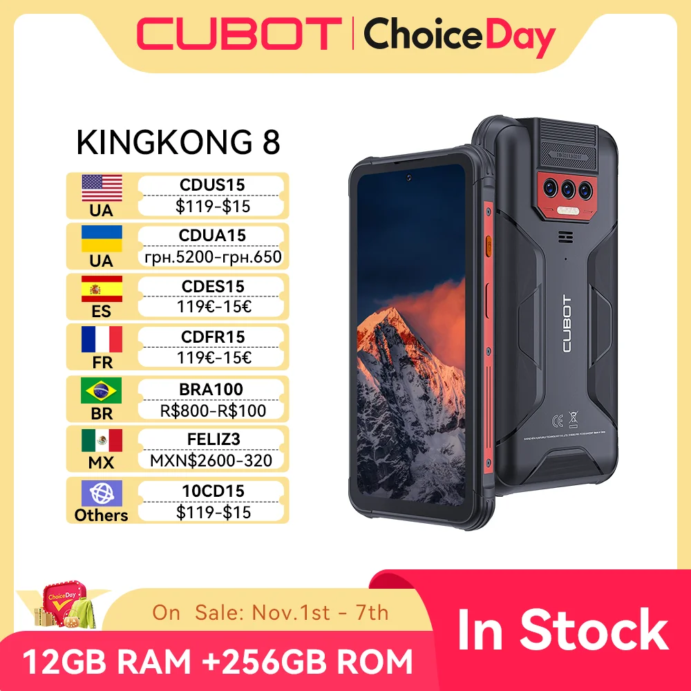 Cubot King Kong 8, Waterproof IP68/IP69K, 12GB RAM (6GB+6GB), 256GB ROM, NFC, 10600mAh Massive Battery, Octa-core, Add to Cart