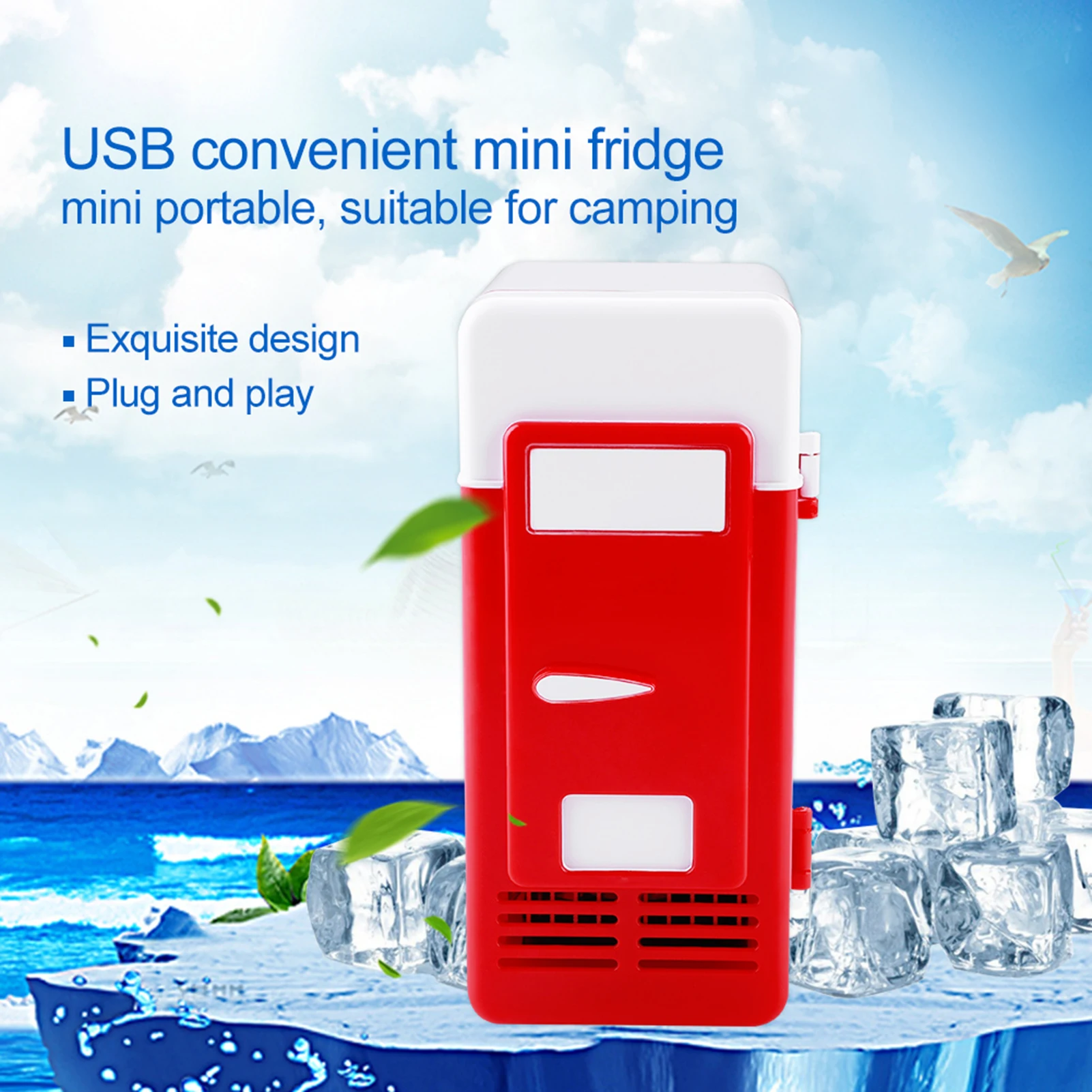 LED Mini USB Refrigerator USB Refrigerator Drinks Beverage Cans Refrigerator and Heater Portable Refrigerator USB Refrigerator