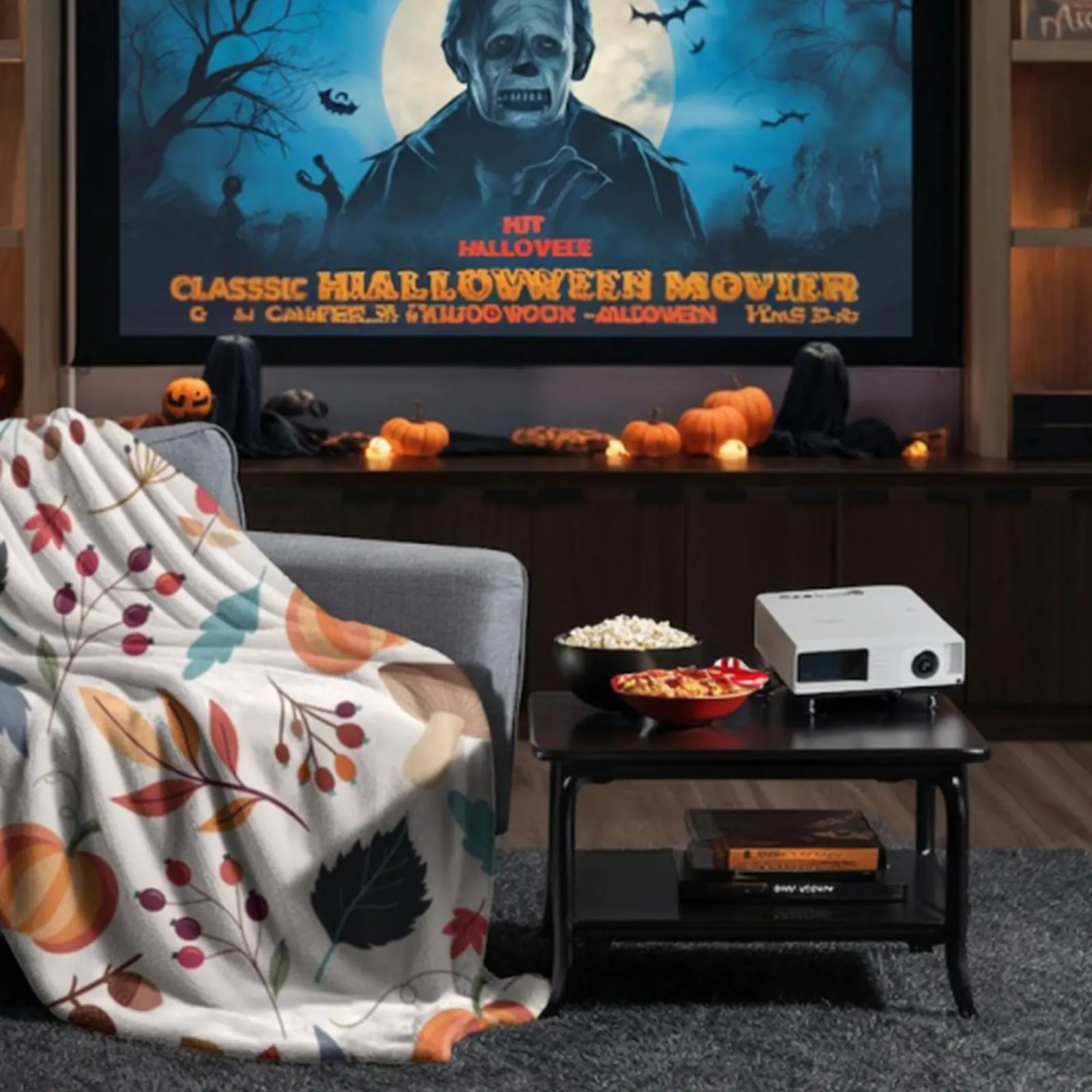 بطانية دافئة من الفلانيل على شكل يقطين الهالوين خفيفة الوزن وناعمة من القطيفة بطانية نوم هدية إبداعية لتزيين الهالوين خدعة أو تريا #4