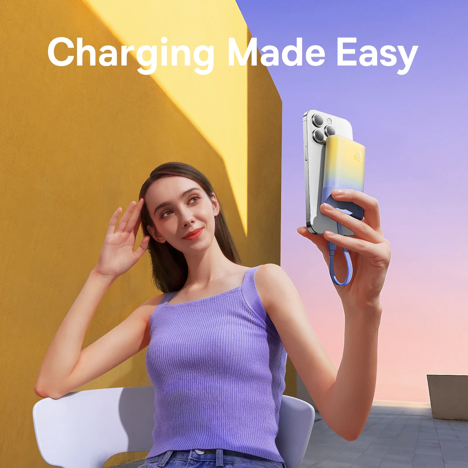 Baseus portable 20W power bank 5200mAh PD fast charging built-in cable suitable for iPhone14 Pro Max Huawei Xiaomi Samsung