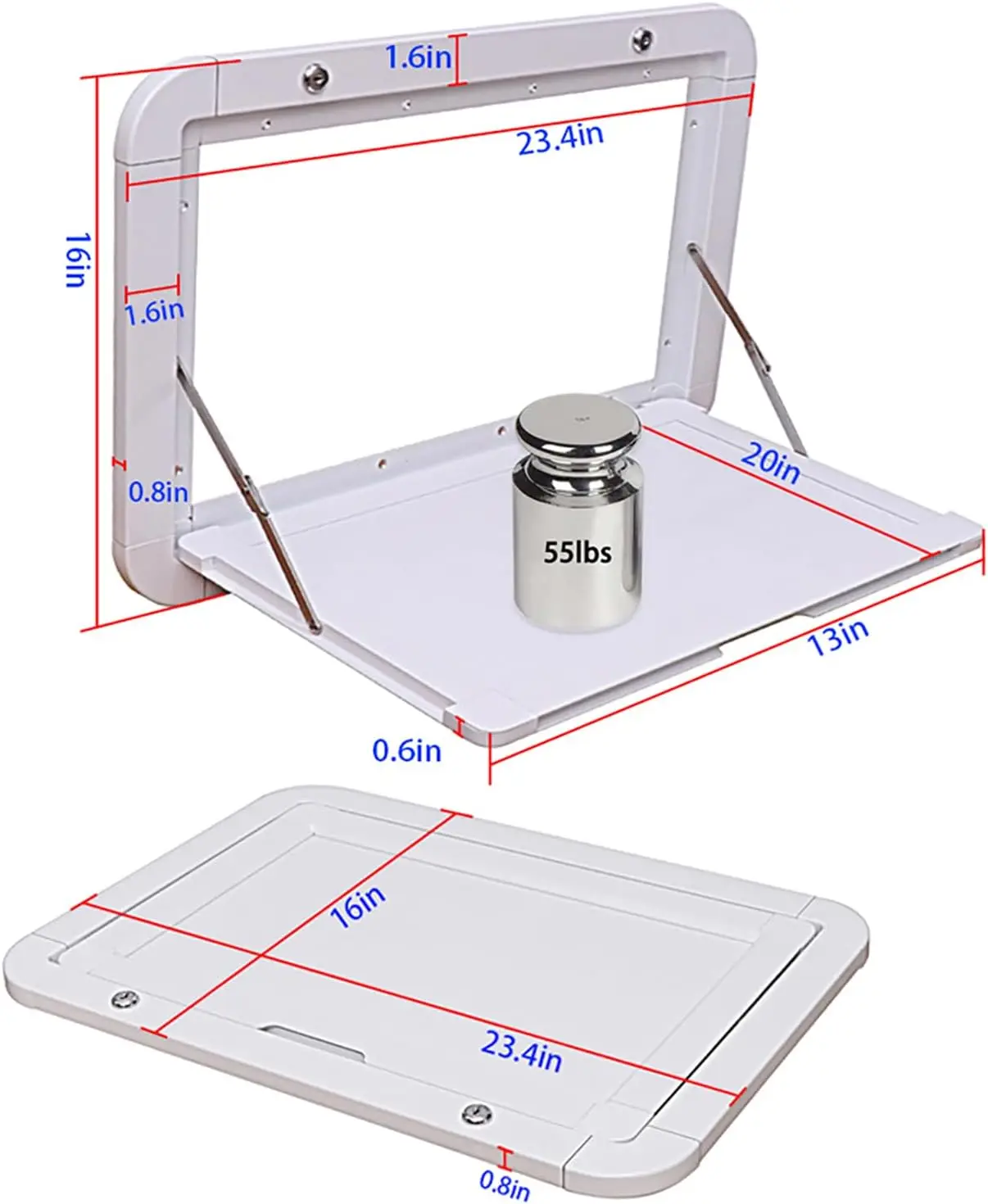 Foldable Rv Dinette Tables Campervan Outside Picnic Wall Mounted Table31.5x17.7inchs Aluminum Alloy Folding Wall Table Lockable