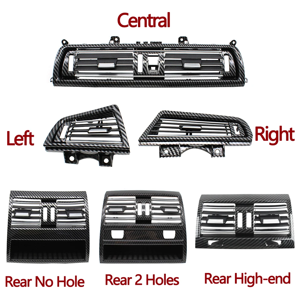 Carbon Fiber LHD RHD Front Rear Chromed AC Vent Grille Cover Panel For BMW 5 Series F10 F11 520 525 528 530 535