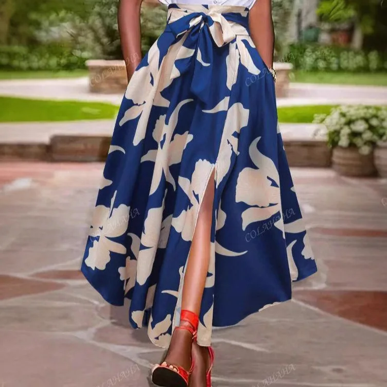 

Printed A-shaped Skirt Summer High-end Pleated Skirt Skirt Women's Clothing