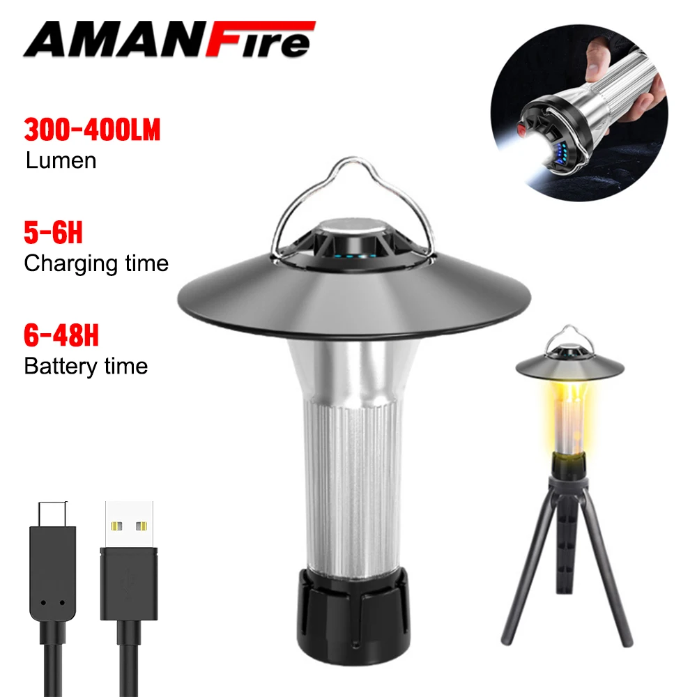 

Amanfire HW777 Outdoor Camping Light 400LM Mini LED Tent Lamp Portable Hanging Lanterns Lawn Spotlight With Tripod Hook Magnet