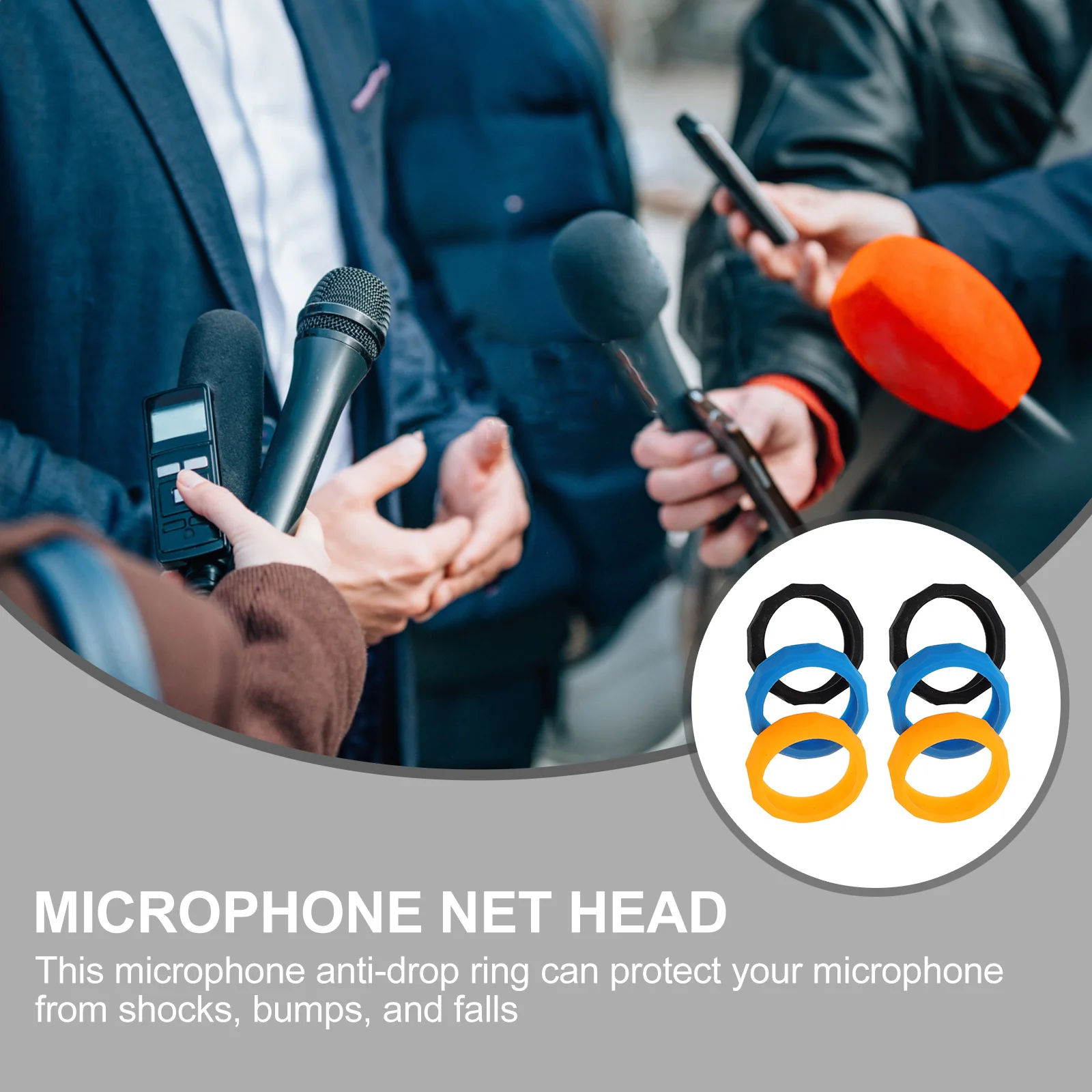 

6Pcs Mic Silicone Non-Slip Ring Professional Anti-Rolling Holder for Microphone Shockproof Protection Accessory