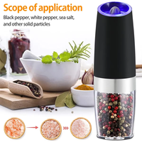 Gravity-Type Electric Salt Pepper Grinder Stainless Steel Adjustable Coarseness Automatic Herb Spice Grinder Kitchen Gadget Set