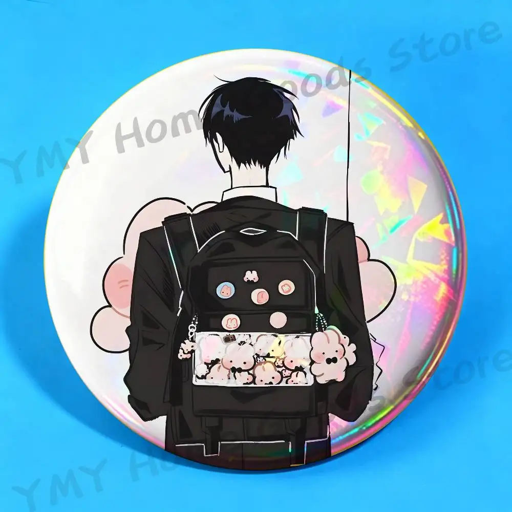 K-Kim Soleum GSGW Ghost Story Office Worker Round Pins Cartoon Brooches Stylish Ornament Badge for Backpack Accessorys Gifts