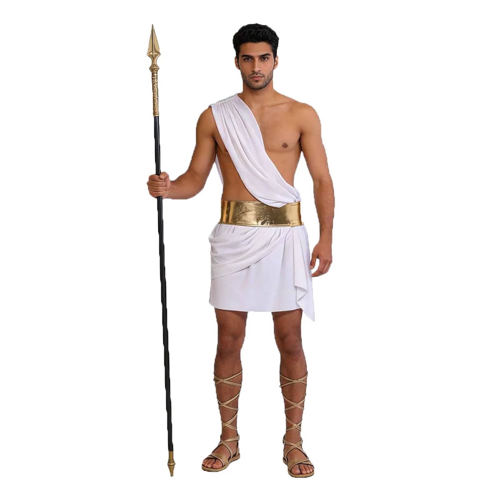 Disfraz de Toga de Grecia Antigua para Hombre, Túnica Blanca de Dios de Roma Antigua con Cinturón Dorado, Traje de Cosplay para Fiesta de Halloween