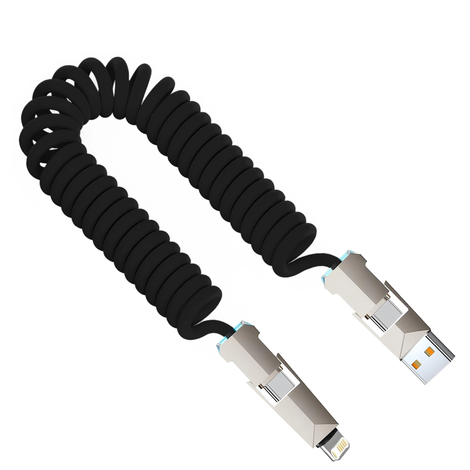 240w 4 In 1 Car Spring Data Cable 2m Fast Charging Cable Suitable Data Transmission iPhone16Pro Max 15 iPad Xiaomi Samsung Table