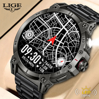 Military Smart Watch Men 760mAh Large Battery Flashlight Compass 1.85\