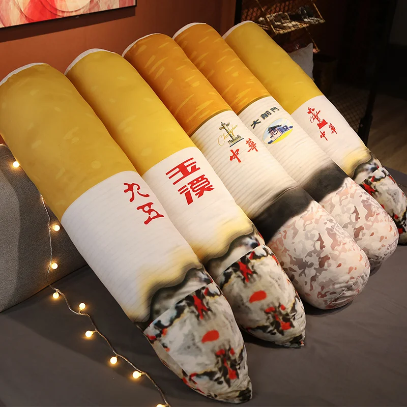 60/100cm Cartoon Smoking Cylindrical Sleeping Cushion Cigarette Pillow Doll Smulation Plush Toys Fashion Boyfriend Birthday Gift