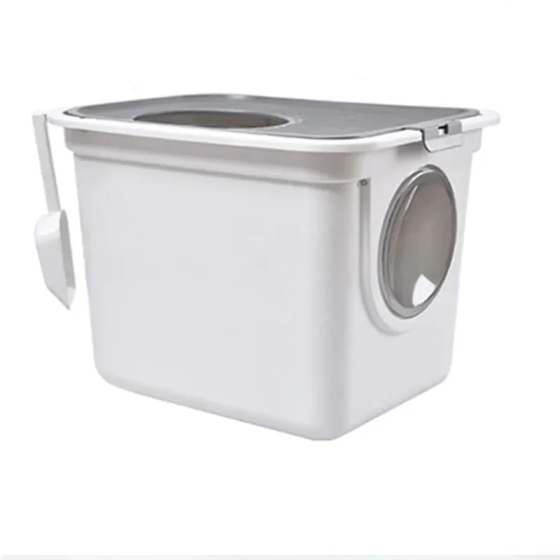 Fully Enclosed Deodorant Cat Litter Box Large Space Removable and Easy To Clean Double Door Top Into The Cat Litter Box