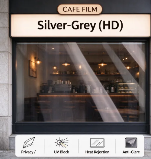 Silver Grey HD Window Film Roll PET Solar Control Anti Glare One Way Privacy Tint Simple DIY Installation For Vehicle House Glas