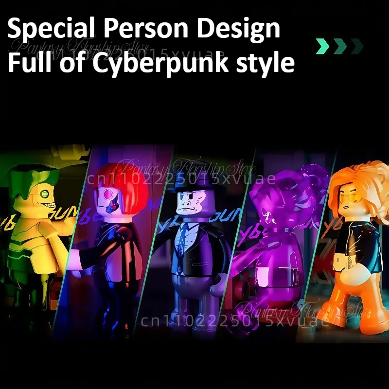 Neue Cyberpunk-Bausteine, Straßenansicht der hängenden Bahnhof, Puzzle, Montage, Spielzeug, Modell, Dekoration, Sammeln Sie Weihnachtsgeschenk